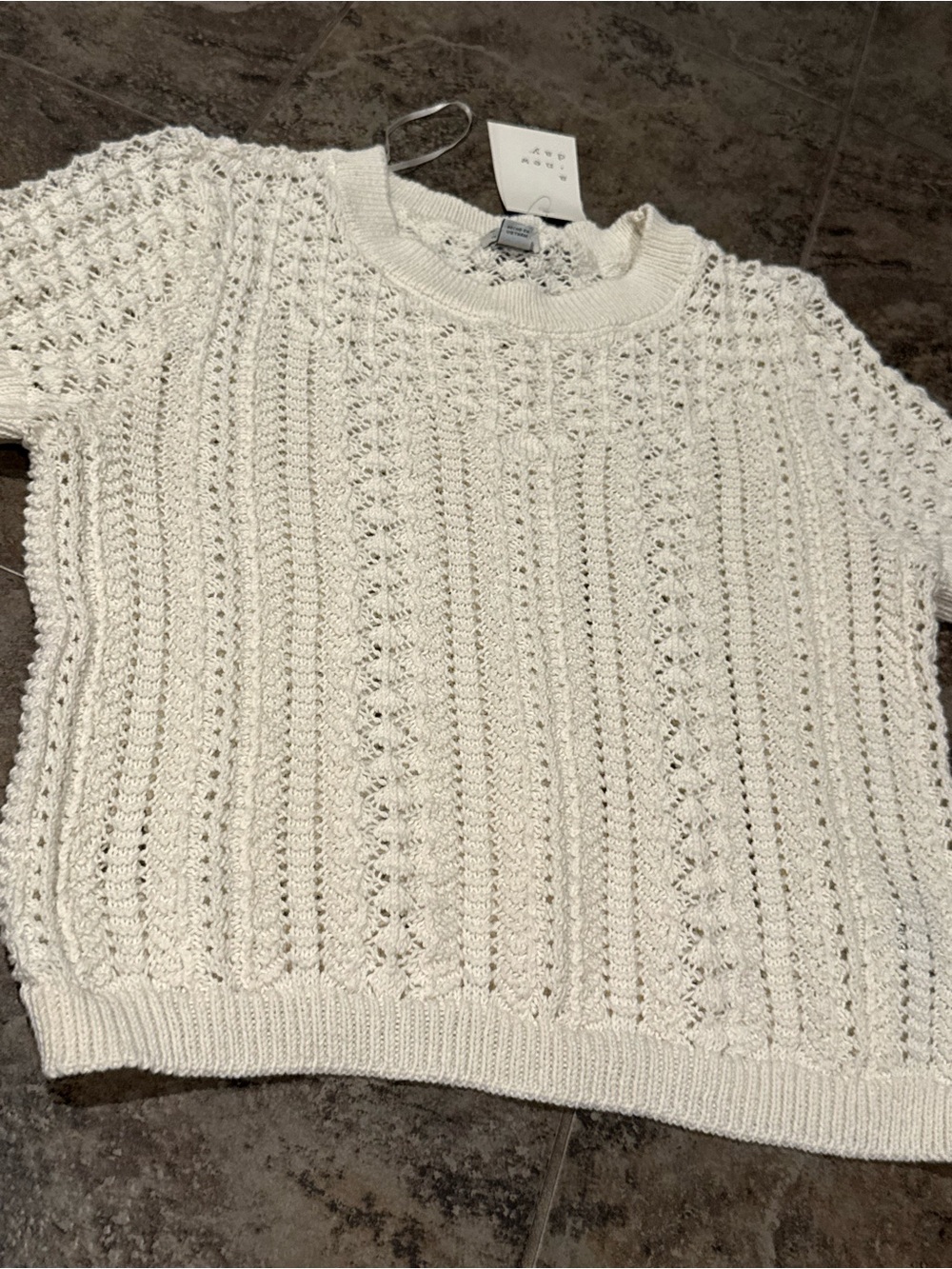🫑Women’s Cream Knit Short Sleeve Sweater
